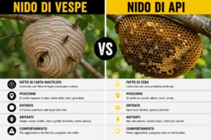 Confronto tra nido di vespe e nido di api